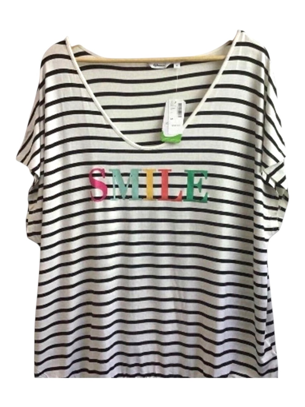 Reitmans shirt striped jersey blue white soft Smile spring summer plussize